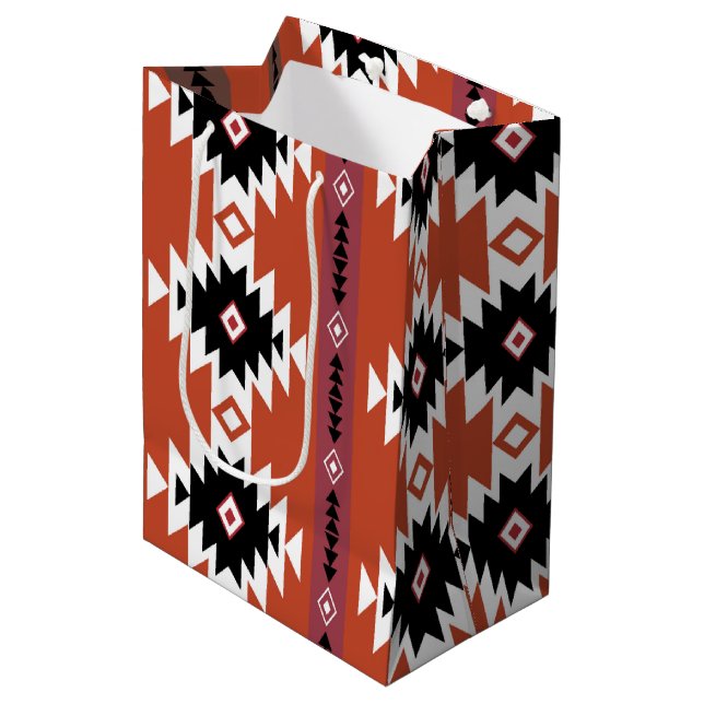 Aztec Tribal Colourful Pattern Medium Gift Bag (Front Angled)