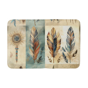 Aztec Tribal Feathers Medicine Stick Bath Mat