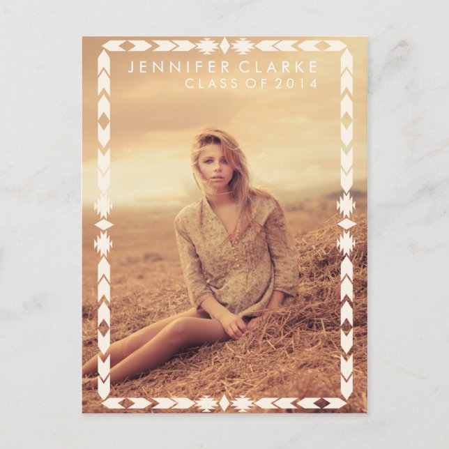 AZTEC TRIBAL GRAD | GRADUATION PARTY INVITATION POSTCARD (Front)