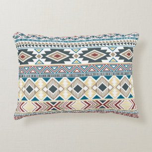 Aztec Tribal Motifs: Geometric Seamless Design Accent Pillow