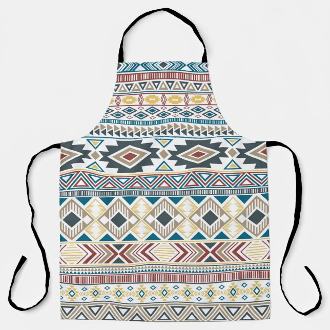 Aztec Tribal Motifs: Geometric Seamless Design Apron (Front)