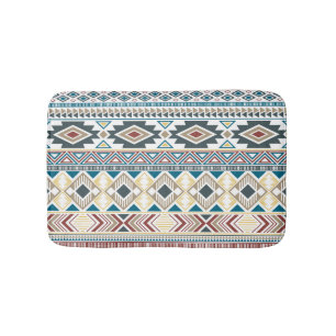 Aztec Tribal Motifs: Geometric Seamless Design Bath Mat