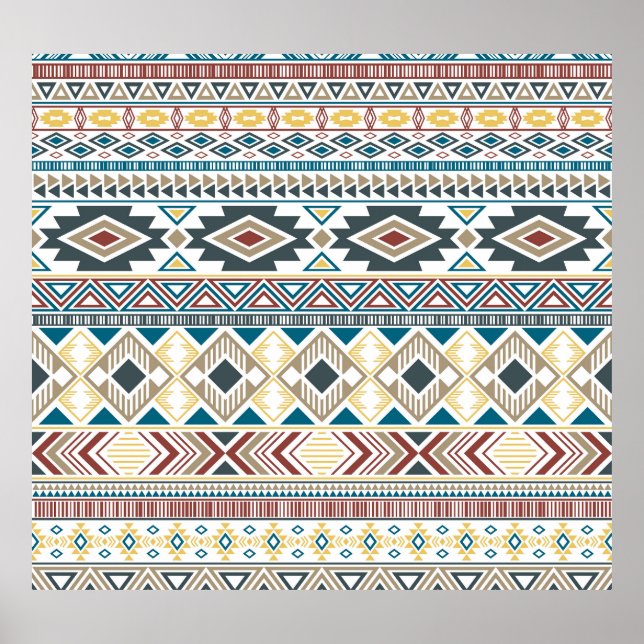 Aztec Tribal Motifs: Geometric Seamless Design Poster (Front)