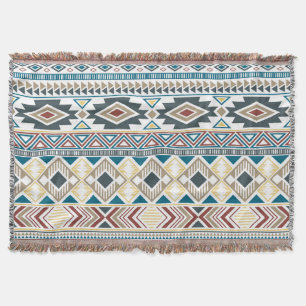 Aztec Tribal Motifs: Geometric Seamless Design Throw Blanket
