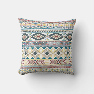 Aztec Tribal Motifs: Geometric Seamless Design Throw Pillow