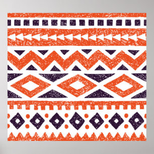 Aztec tribal motifs, striped print