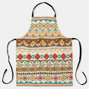 Aztec tribal pattern in stripes, vintage illustrat apron