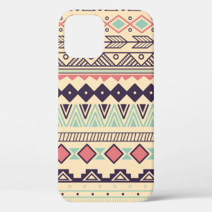 Aztec tribal pattern in stripes, vintage illustrat iPhone 12 case