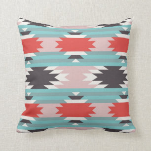 Aztec Tribal Pattern Native American Prints Throw Pillow