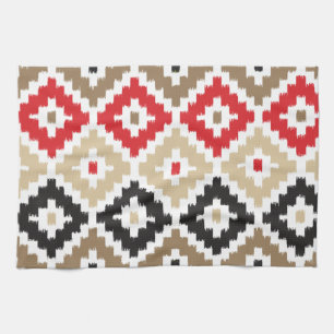Aztec Tribal Print Ikat Diamond Pattern Kitchen Towel