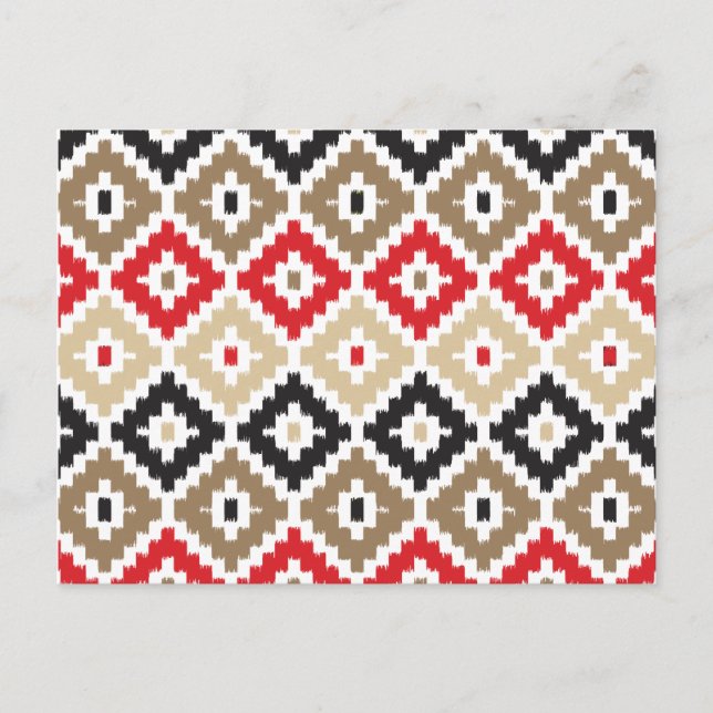 Aztec Tribal Print Ikat Diamond Pattern Postcard (Front)