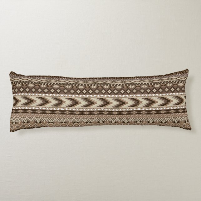 Aztec Tribal Print Neutral Browns Beige Taupe Body Pillow (Back)