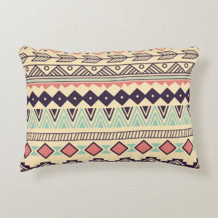 Aztec Tribal Stripes: Vintage Illustration Accent Pillow