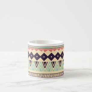 Aztec Tribal Stripes: Vintage Illustration Espresso Cup