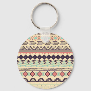 Aztec Tribal Stripes: Vintage Illustration Keychain