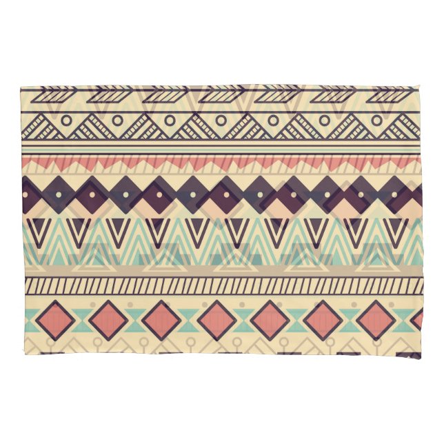 Aztec Tribal Stripes: Vintage Illustration Pillowcase (Front)