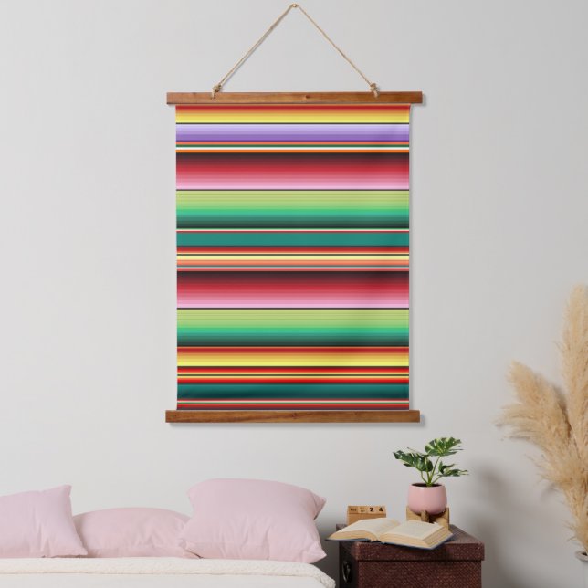 Aztec Tribal Traditional Textile Colourful Linear  Hanging Tapestry (Bedroom)