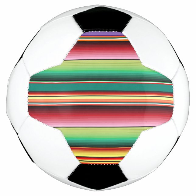 Aztec Tribal Traditional Textile Colourful Linear  Soccer Ball (Front)