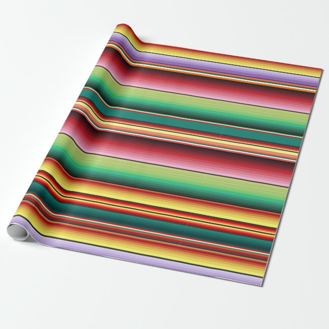 Aztec Tribal Traditional Textile Colourful Linear  Wrapping Paper (Unrolled)