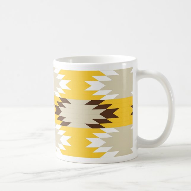 Aztec Tribal Yellow Brown Native American Designs Coffee Mug (Right)