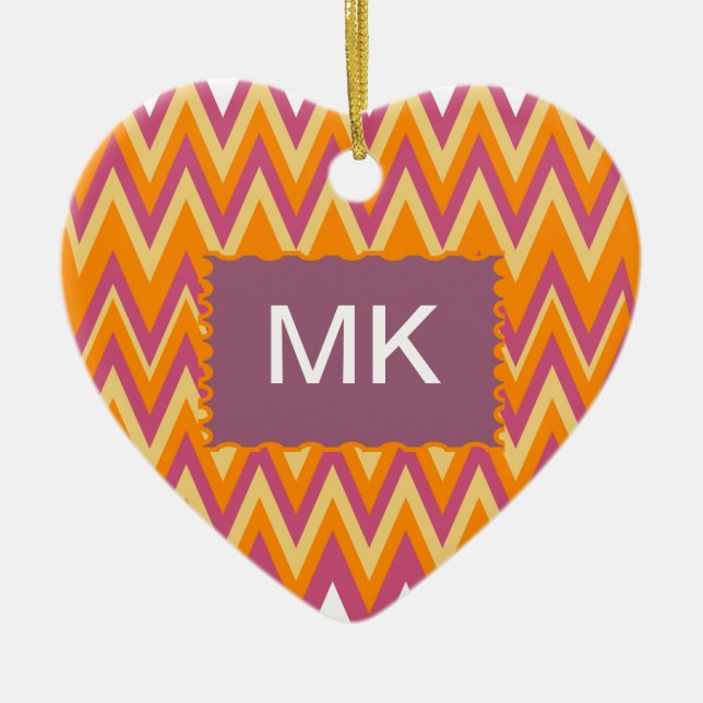 Aztec Tribal ZigZag Ceramic Ornament (Front)