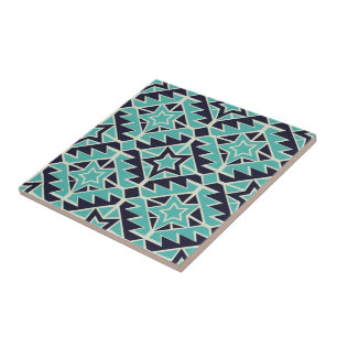 Aztec turquoise and navy tile