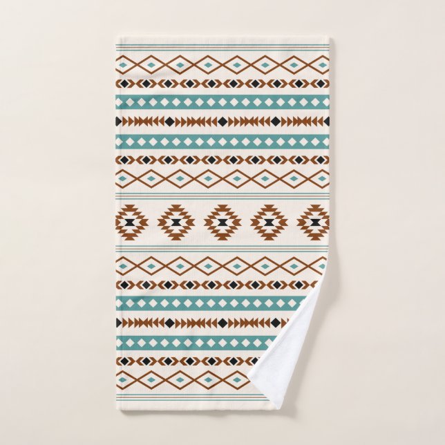 Aztec Turquoise Terracotta Crème Noire Mixte Motif (Serviette à main)