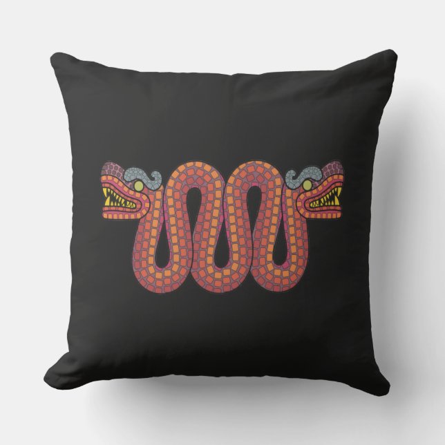 Aztec two headed snake outdoor pillow (Front)