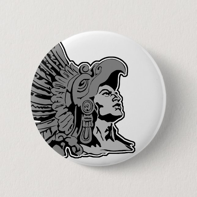 aztec warrior 2 inch round button (Front)