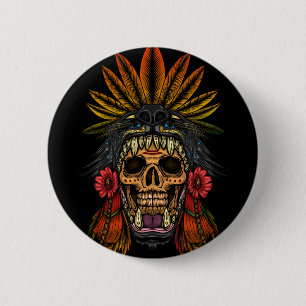 Aztec Warrior 2 Inch Round Button