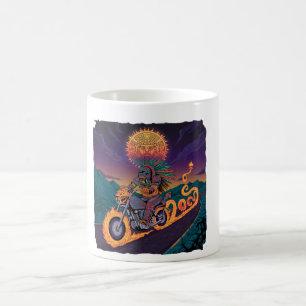 Aztec Warrior Biker Fire Serpent & Jaguar Symbol Coffee Mug