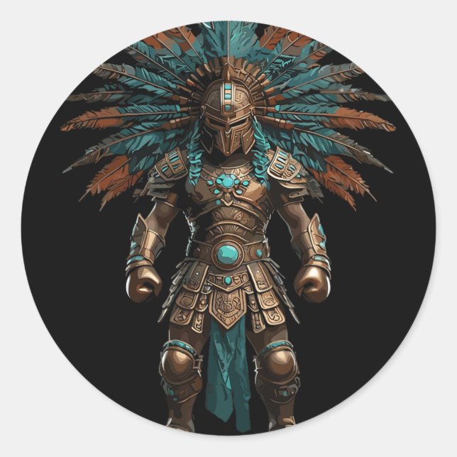 Aztec Warrior Mexican Boxing Pride  Classic Round Sticker (Front)