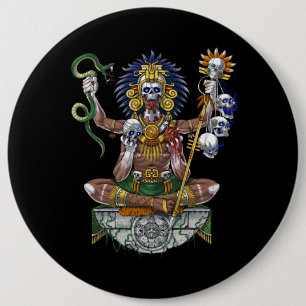 Aztec Warrior Shaman 6 Inch Round Button