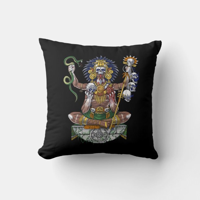 Aztec Warrior Shaman Throw Pillow (Front)