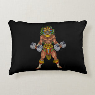 Aztec Warrior Weightlifting Accent Pillow