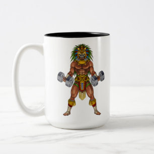 Aztec Warrior Weightlifting Two-Tone Coffee Mug