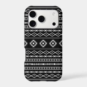 Aztec White Grey Black Mixed Motifs Pattern
