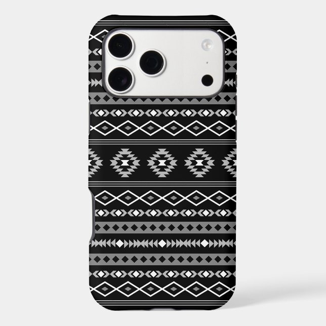 Aztec White Grey Black Mixed Motifs Pattern (Verso)