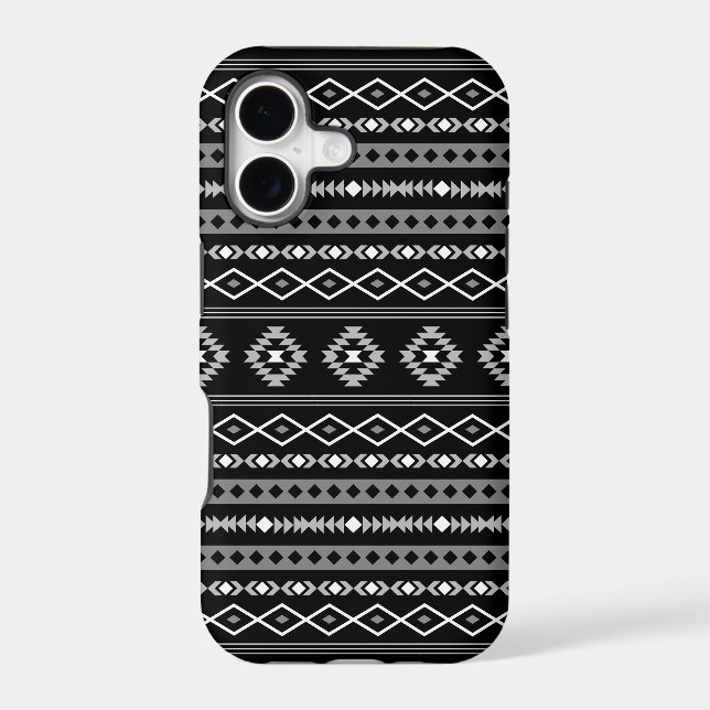 Aztec White Grey Black Mixed Motifs Pattern (Verso)