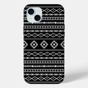 Aztec White Grey Black Mixed Motifs Pattern iPhone 15 Mini Case