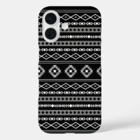 Aztec White Grey Black Mixed Motifs Pattern