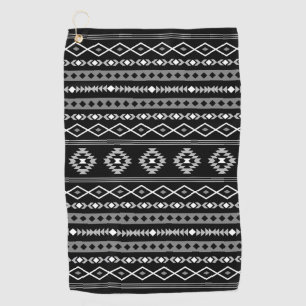 Aztec White Grey Black Mixed Motifs Pattern Golf Towel