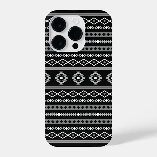 Aztec White Grey Black Mixed Motifs Pattern iPhone Case (Back)
