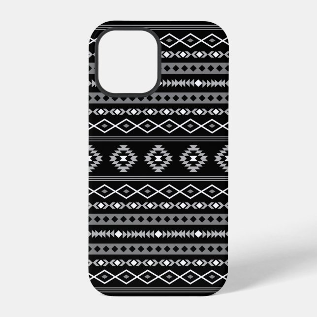 Aztec White Grey Black Mixed Motifs Pattern iPhone Case (Back)