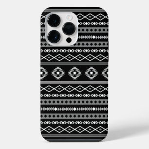Aztec White Grey Black Mixed Motifs Pattern iPhone 14 Pro Max Case