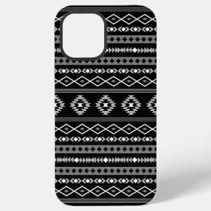 Aztec White Grey Black Mixed Motifs Pattern iPhone 12 Pro Max Case