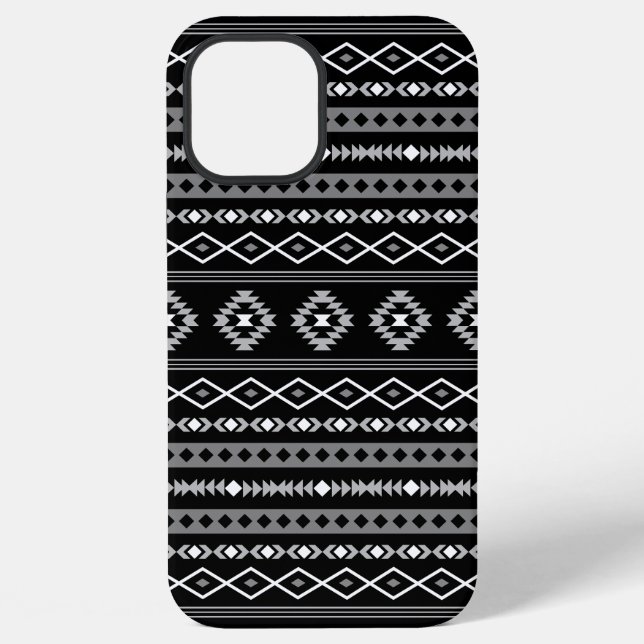 Aztec White Grey Black Mixed Motifs Pattern iPhone Case (Back)