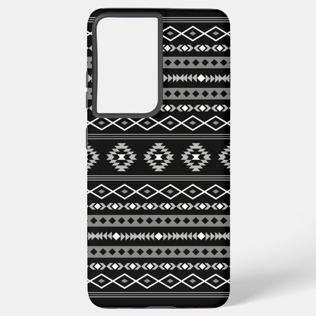 Aztec White Grey Black Mixed Motifs Pattern Samsung Galaxy S21+ Case (Back)