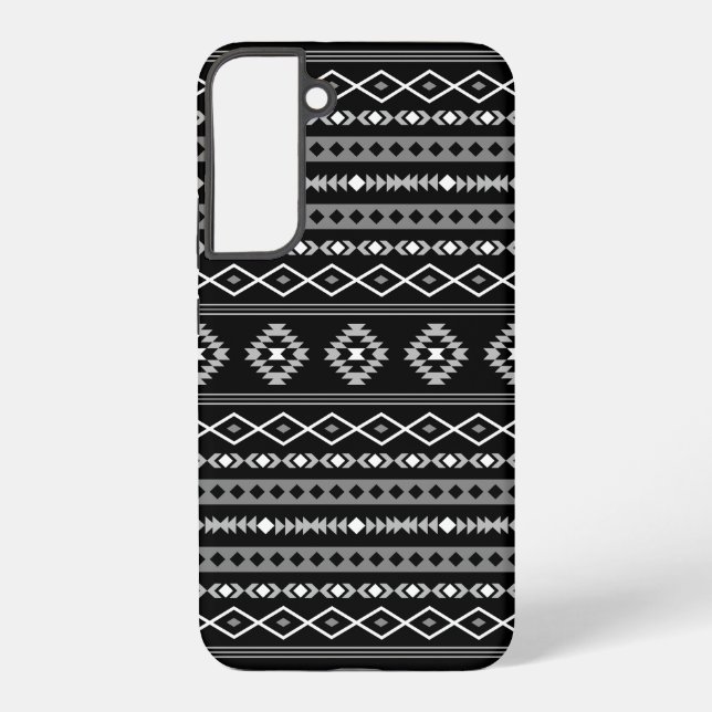 Aztec White Grey Black Mixed Motifs Pattern Samsung Galaxy S22+ Case (Back)