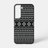 Aztec White Grey Black Mixed Motifs Pattern